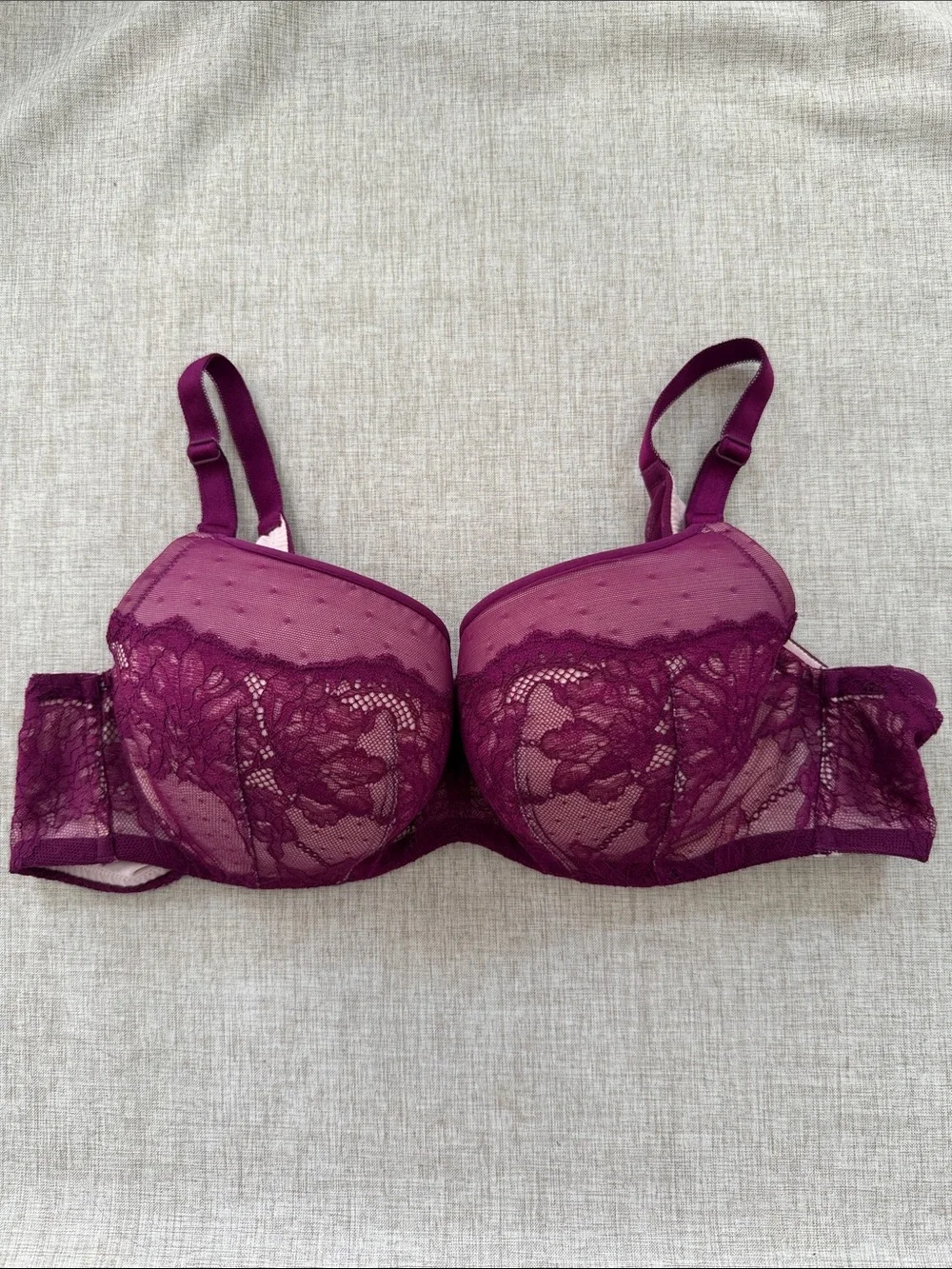 Torrid Full-Coverage Balconette Bra Lightly Lined Dot Lace Size 42B